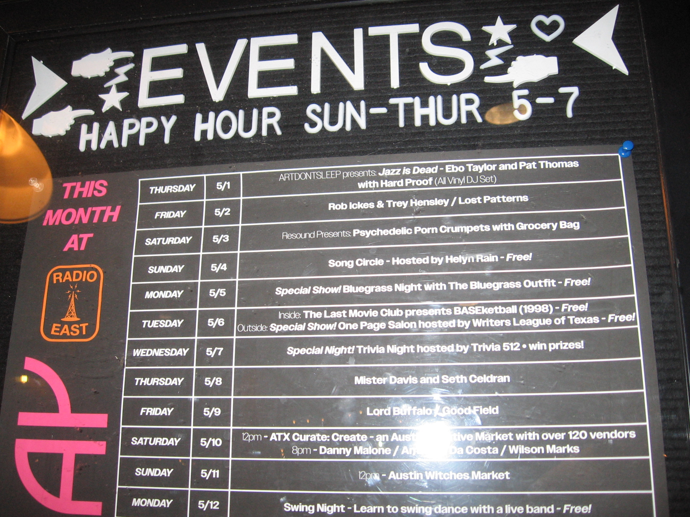 in the event calendar